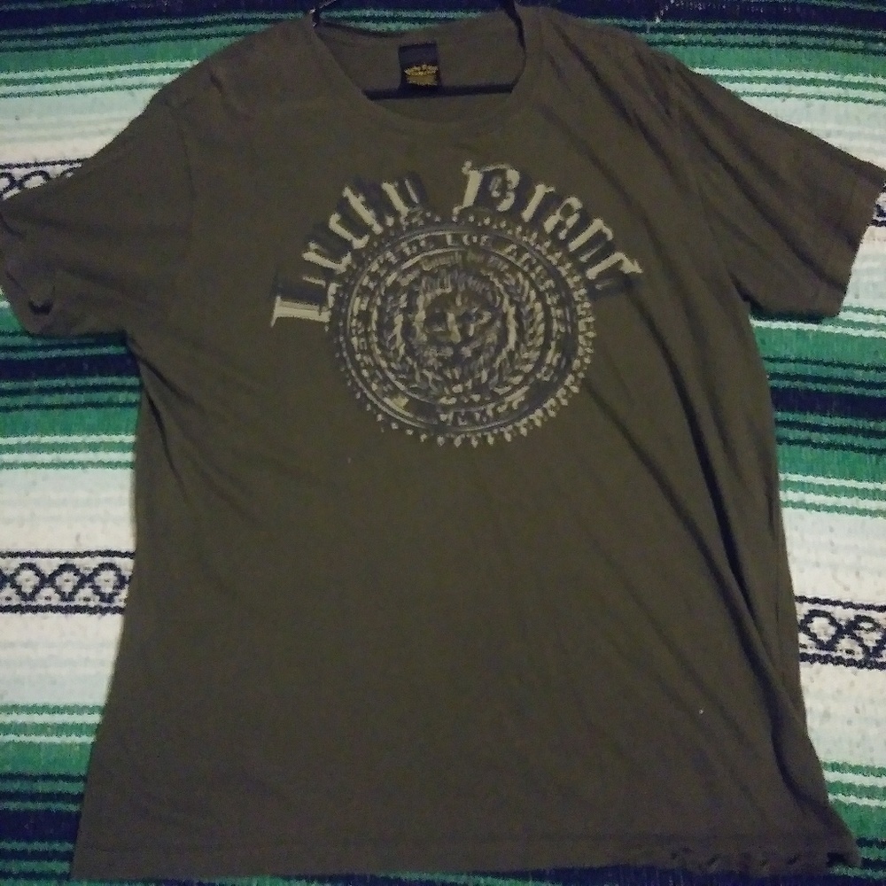 Large Lucky Brand Brown Logo Shirt!